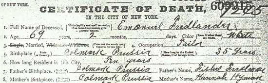 Emanuel Death Certificate
