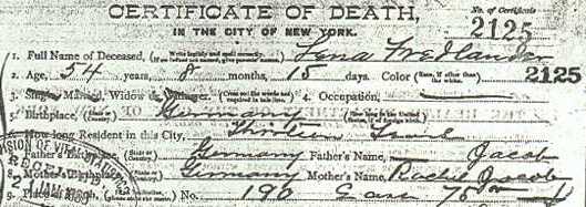 Lena Death Certificate